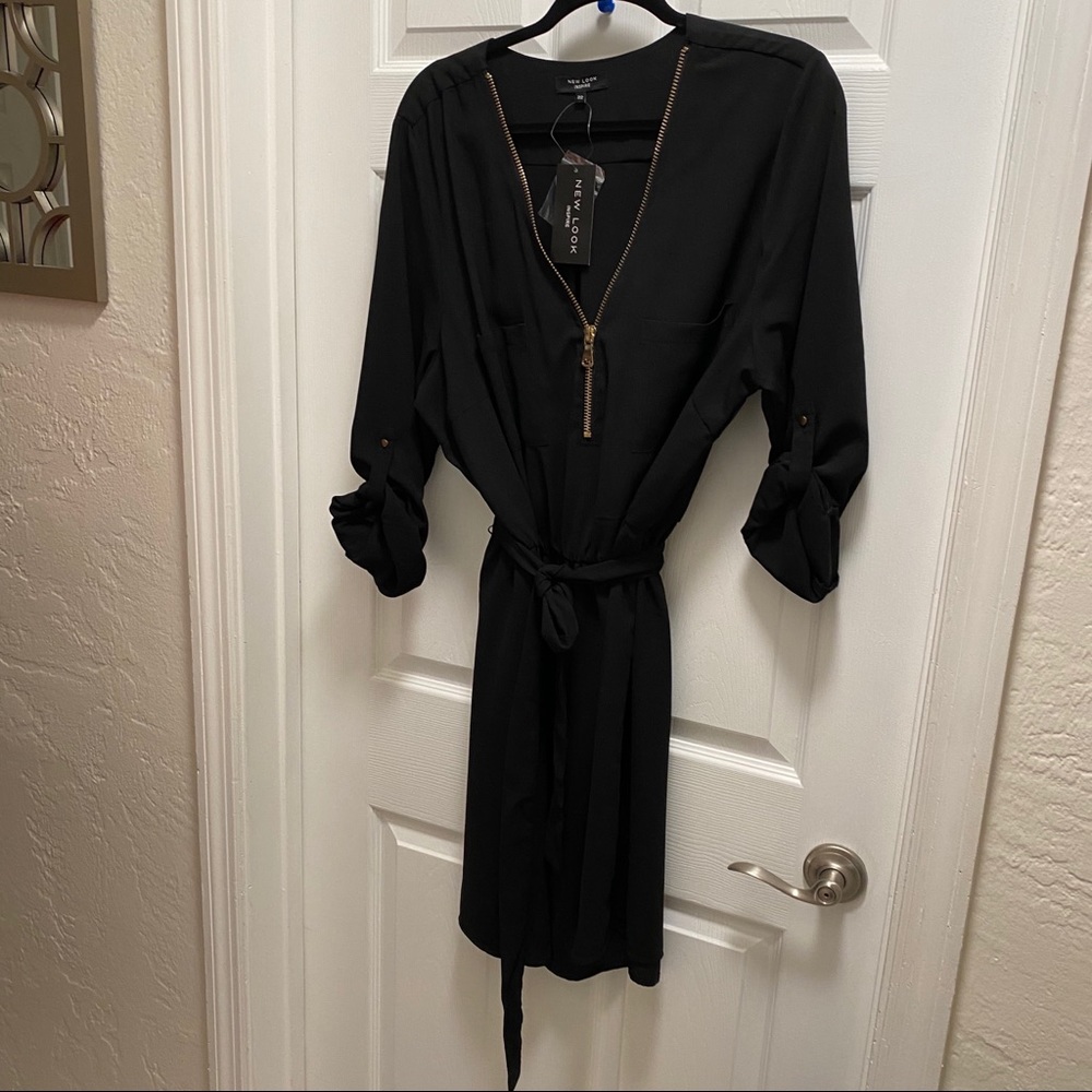 *BNWT* ASOS Zipper Front Shirt Dress with Tie Belt